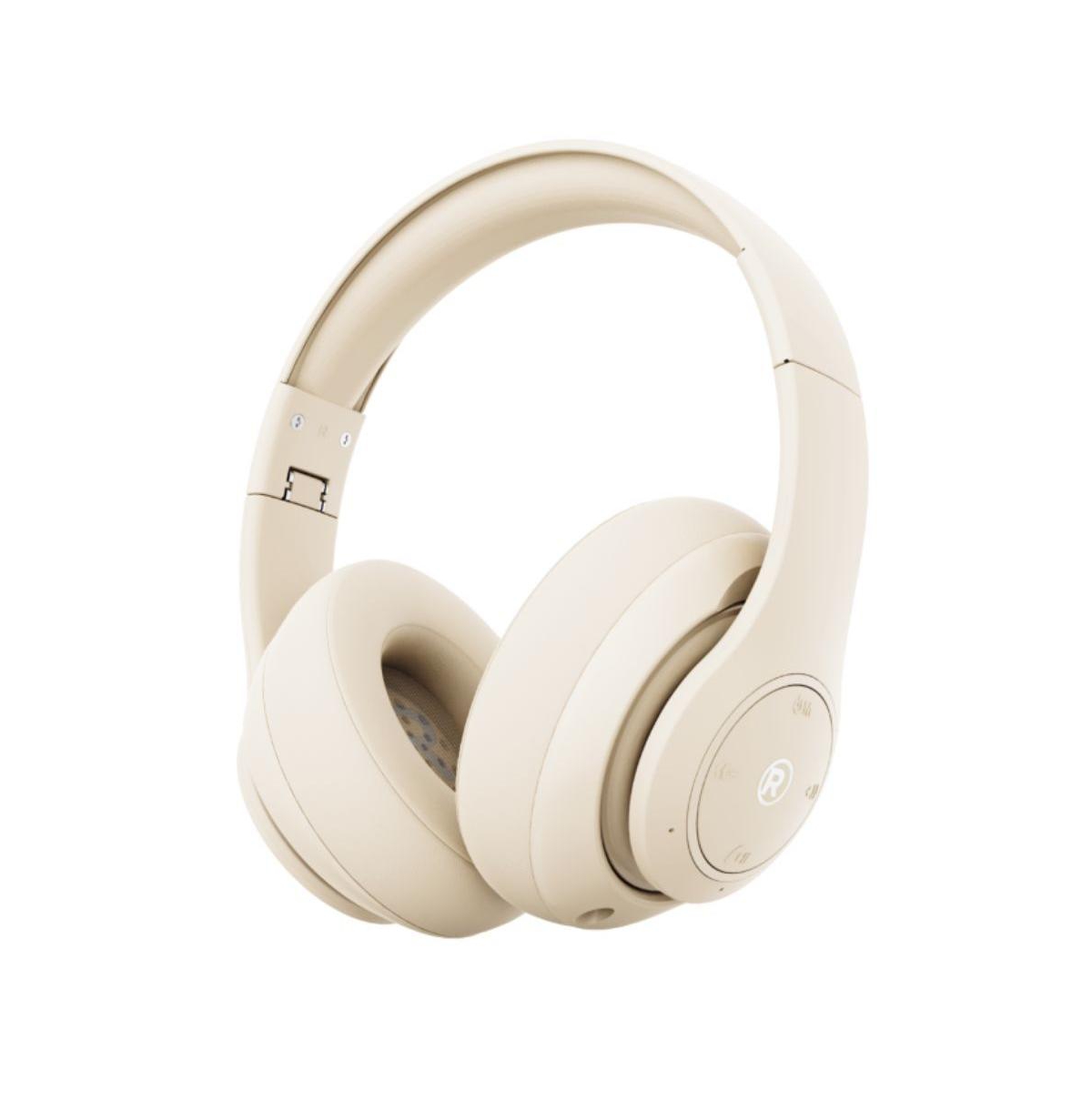 RadioShack Bluetooth 5.4 Over The Head Headphones With On-Ear Controls and 400 Mah Rechargeable Battery 3304405 Creme