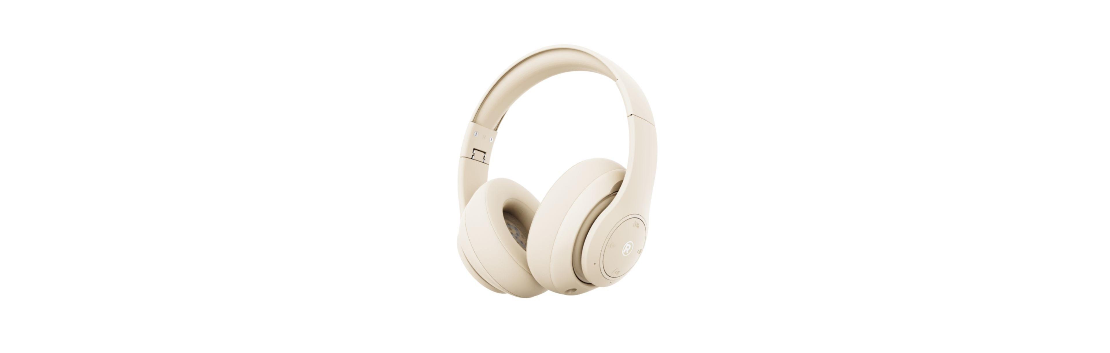 RadioShack Bluetooth 5.4 Over The Head Headphones With On-Ear Controls and 400 Mah Rechargeable Battery 3304405 Creme