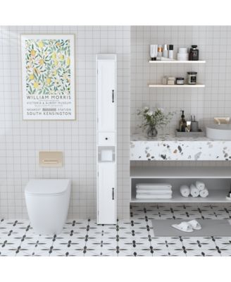 67.51 in Slim Tall Bathroom Cabinet with Adjustable Shelves and 2 Doors