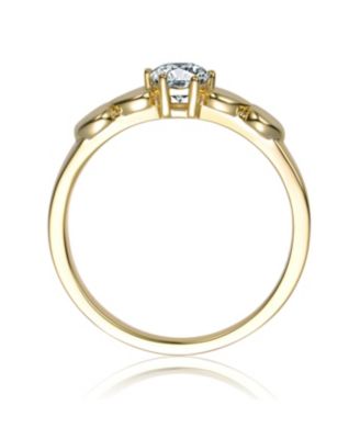 Women's 14K Gold Plated CZ Heart Design Solitaire Ring