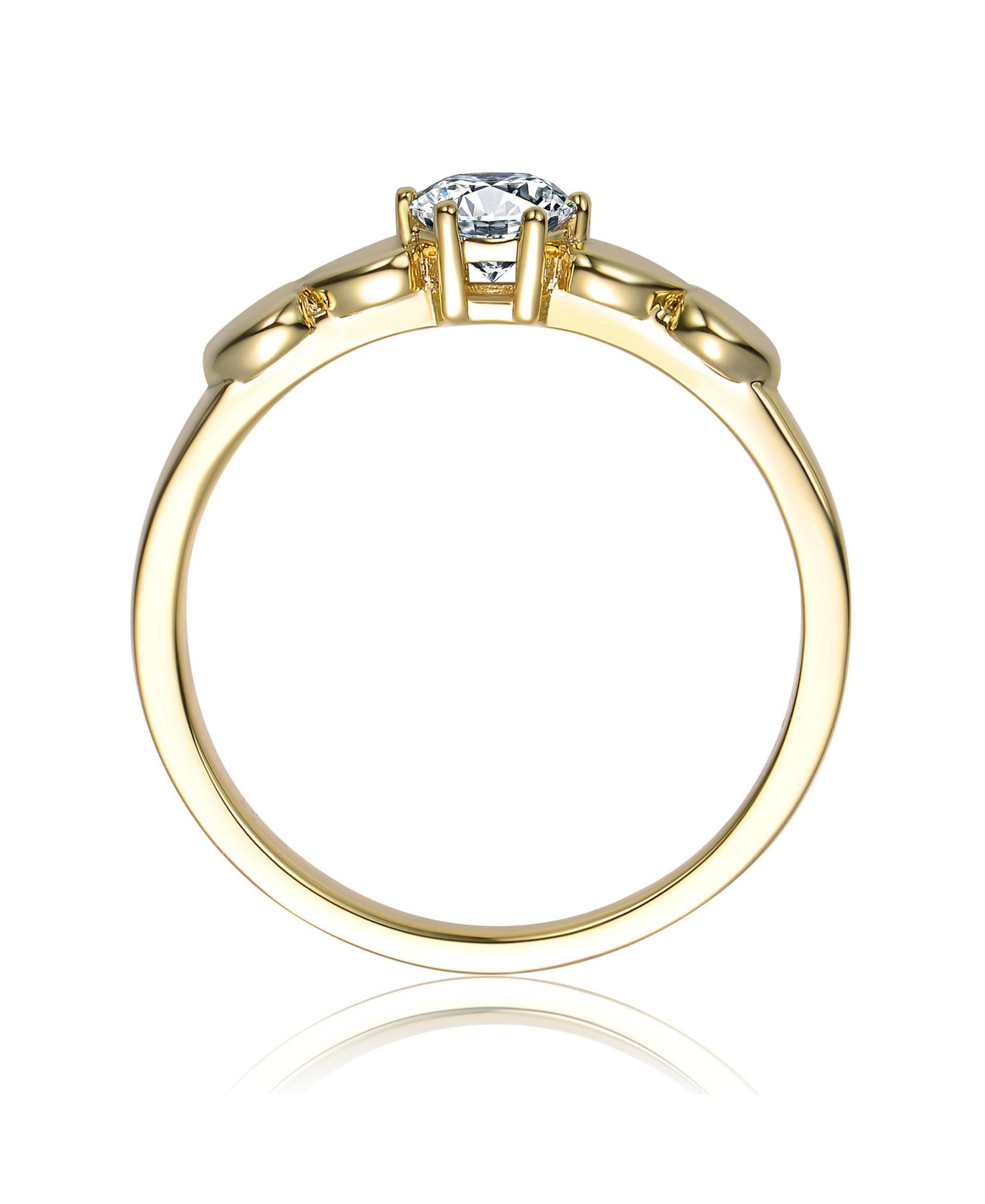 Elegant 14K Gold Plated CZ Heart Design Solitaire Ring