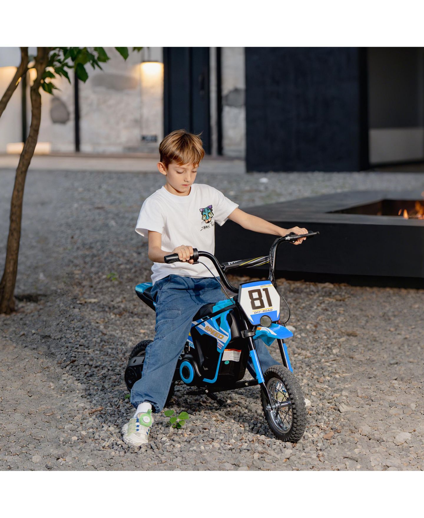 Детская игрушка Qaba 24V Kids Motorcycle, Electric Dirt Bike with Rear Suspension, цвет: Синий — фото 2
