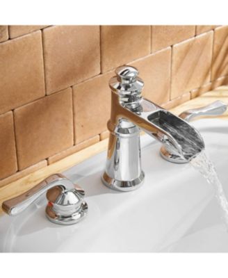 8-Inch Waterfall Widespread 2-Handle Bathroom Faucet with Drain Assembly