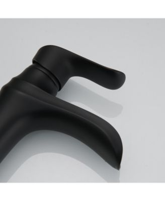 Waterfall Single Handle Single Hole Low-Arc Modern Bathroom Faucet Bathroom Drip-Free Vanity Sink Faucet in Matte Black