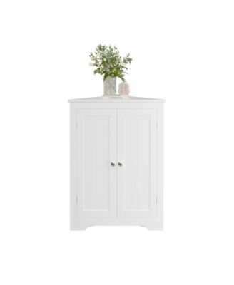 Corner Cabinet with 2 Doors and Adjustable Shelves for Home Storage