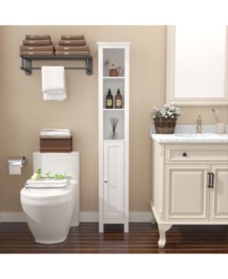 66.92 in Slim Tall Bathroom Cabinet with Adjustable Shelves and 1 Door