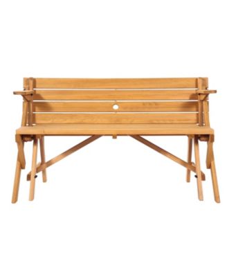 2-in-1 Transforming Wooden Picnic Table and Bench Set for Outdoor Use