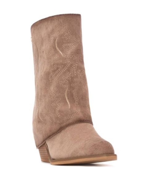 Женские ботинки XTI Suede Foldover Booties, цвет: Бежевый