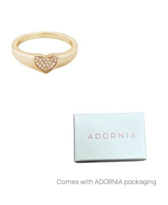 Cubic Zirconia Pave Heart Signet Pinky Ring