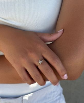 Gold Cubic Zirconia Pave Initial Ring sz 6