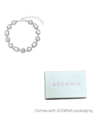 Silver Plated Crystal Halo Heart Chain Bracelet