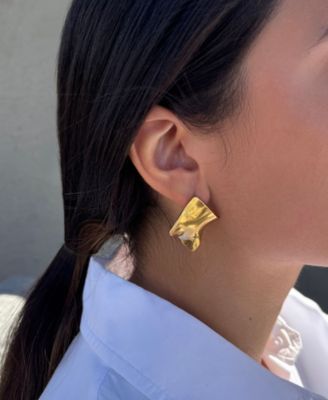 Tarnish Resistant Gold Plated Wave Stud Earrings