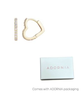 Gold Plated Cubic Zirconia Heart Hoop Earrings