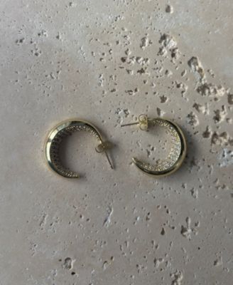 Gold Plated Crystal Lined Hoop Earrings