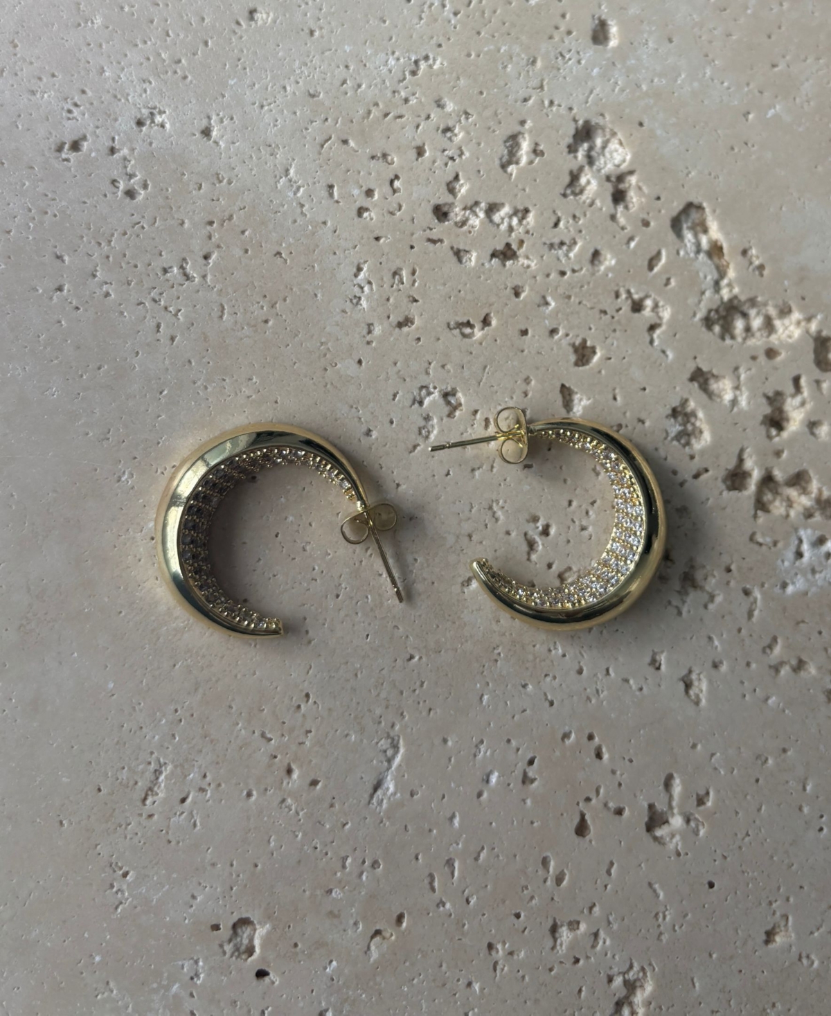 Adornia 14k Plated Crystal Lined Hoop Earrings In Gold