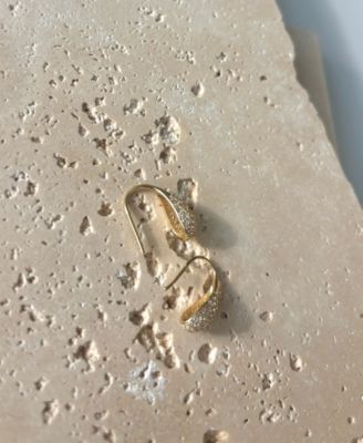 Gold Plated Cubic Zirconia Teardop Wire Earrings