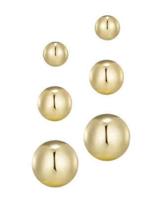 Gold Plated Ball Stud Earrings Set