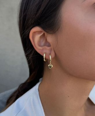 Gold Plated Heart Huggie Earring Set