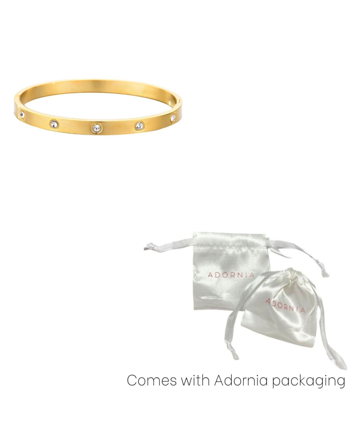 Adornia Tarnish Resistant 18k Yellow Gold Plated Crystal Eternity Cuff In Gold