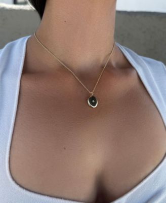 Gold Cubic Zirconia Oval Locket Starburst Necklace