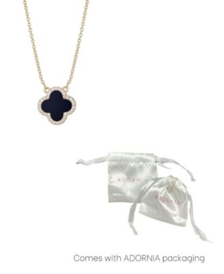 Gold Cubic Zirconia Black Clover Necklace