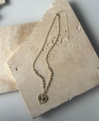 Gold Plated Heart Necklace with Rosary Chain