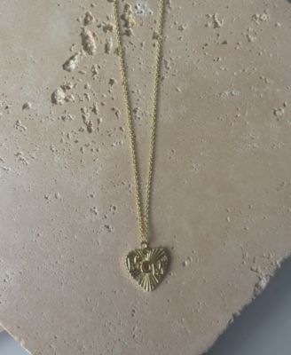 Cubic Zirconia Fluted Heart MOM Necklace