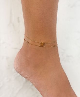 Gold Plated Heart Adjustable Anklet Set