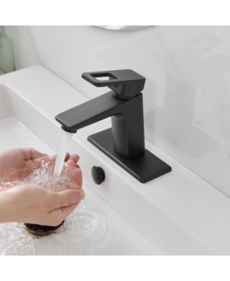 Single Hole Single-Handle Bathroom Faucet with drain in Matte Black