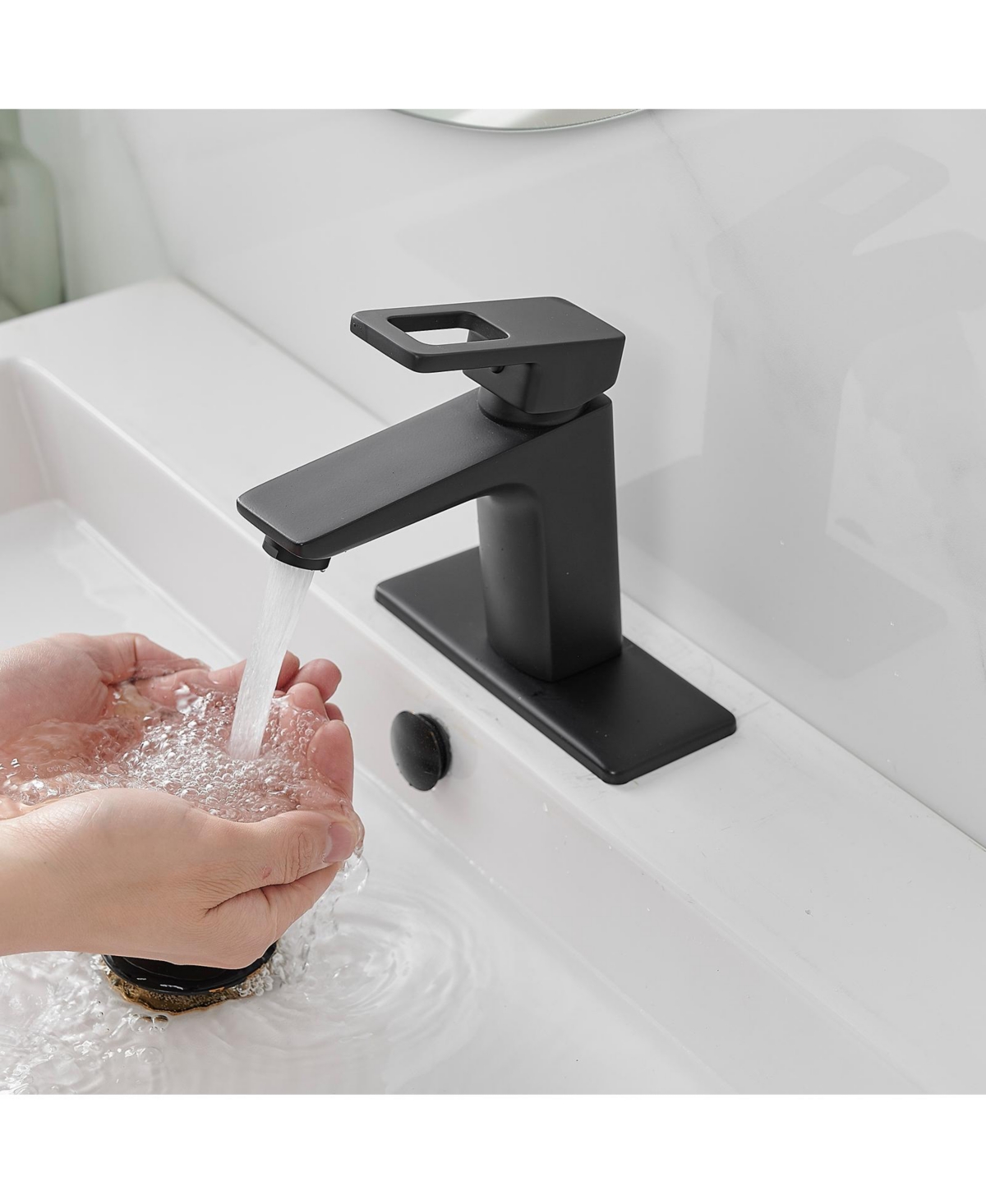 Greenspring Single Hole Single-Handle Bathroom Faucet with drain in Matte Black