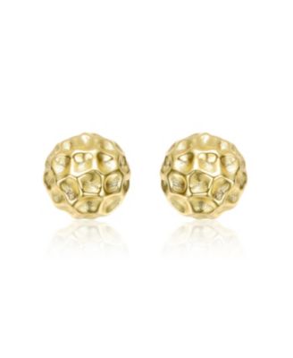 Sterling Silver 14K Gold Plated Honeycomb Textured Stud Earrings