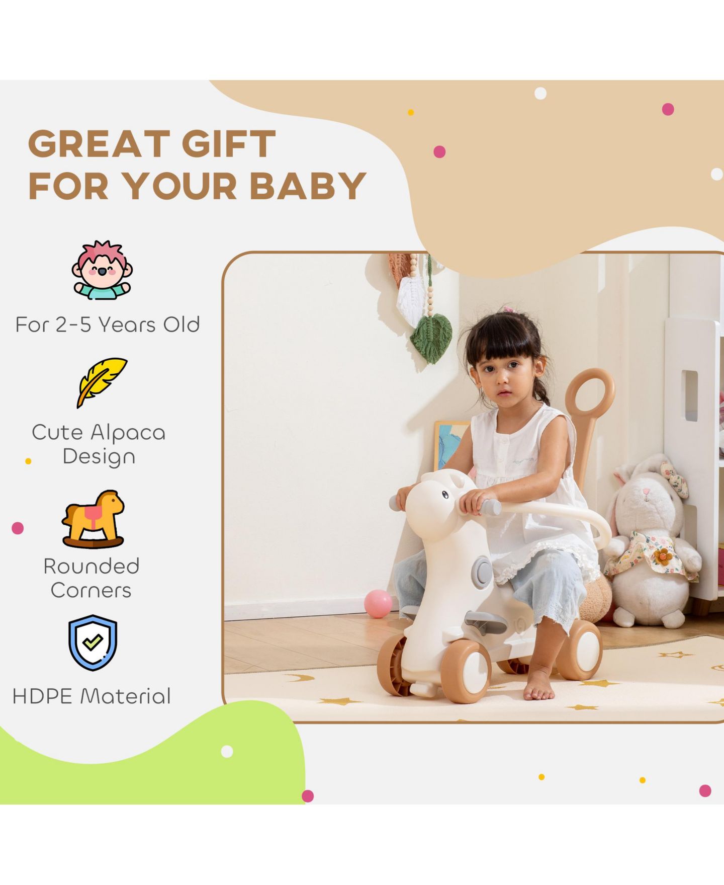 Детская игрушка Qaba 4-in-1 Rocking Horse with Detachable Balance Board, Ages 1-3, цвет: Коричневый — фото 8