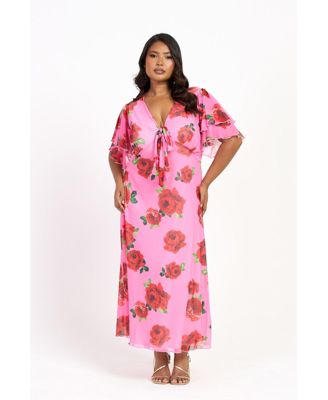 Women's Flutter Sleeve Tie Front Midi Dress