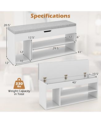 Shoe Bench Home Entryway Shoes Storage Bench w/ Padded Seat & Hidden Storage