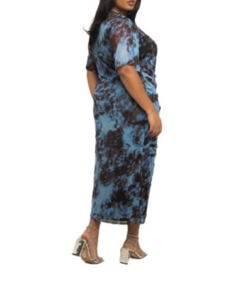 Women's Abstract Print Mesh Midi Dress
