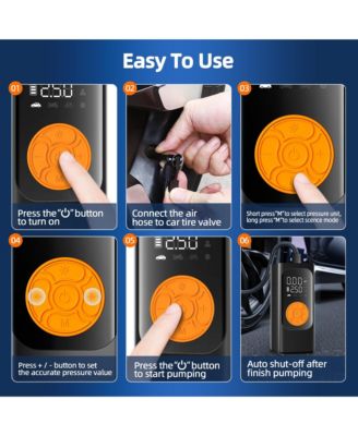 Tire Inflator Portable Air Compressor, Air Pump, Cordless Pump with Digital Pressure Gauge, LED Light and Auto Shut-Off Function