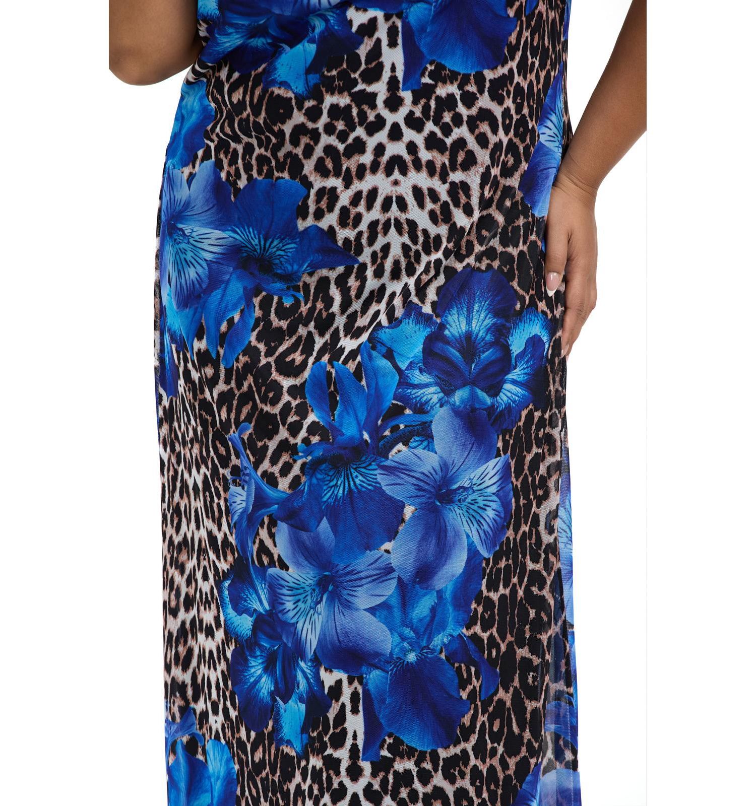 Women's Leopard Print And Floral Maxi Dress