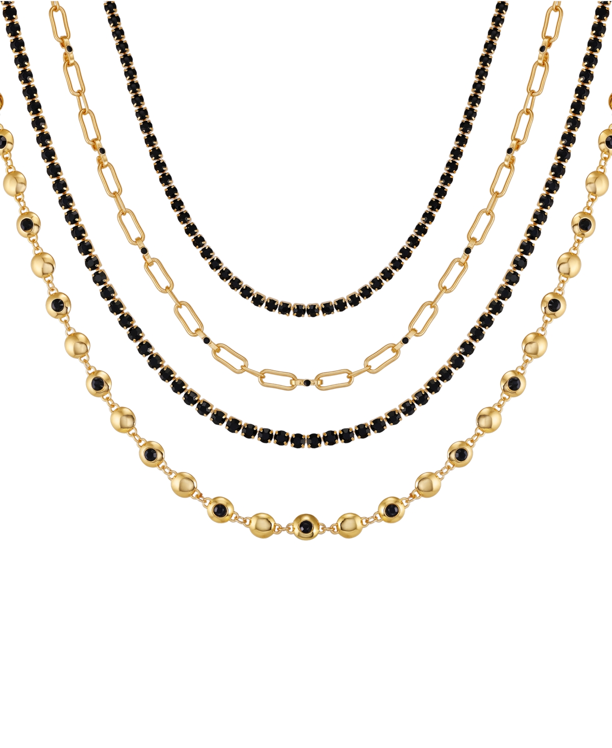 Guess Rhinestone Gold-tone Multi-row Necklace
