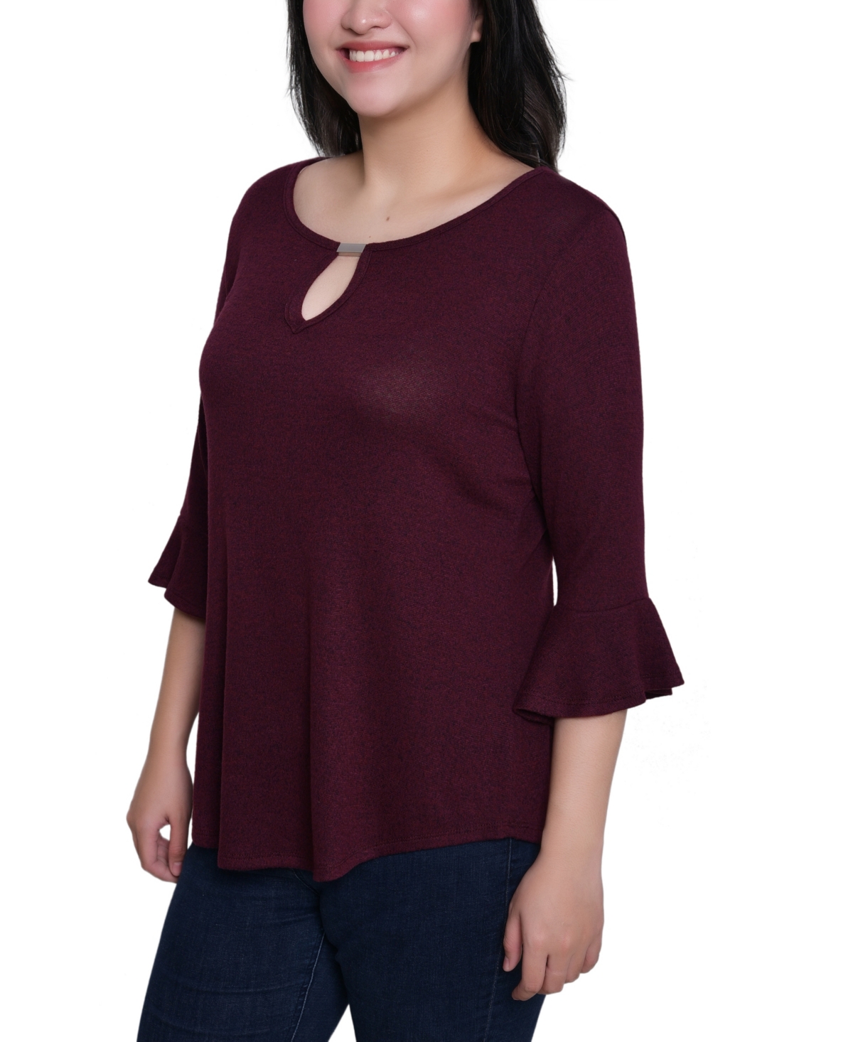 Ny Collection Petite Bell Sleeve Top In Red