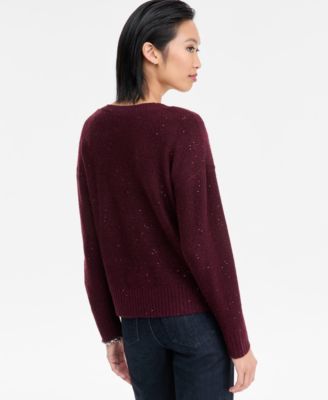 Women's Roving Sequin V-Neck Sweater, Macy's Exclusive