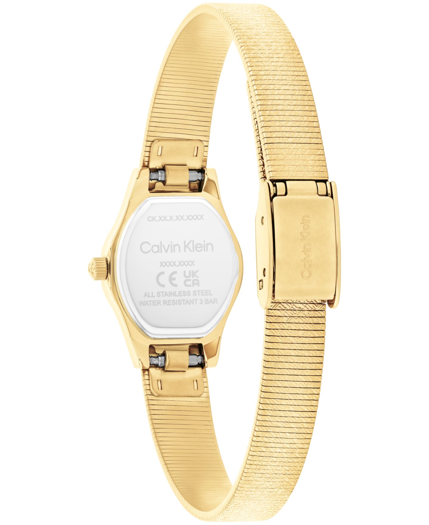 Женские часы Calvin Klein Contemporary Gold Tone Stainless Steel Mesh Bracelet Watch, 18mm — фото 3