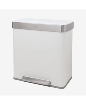 60L / 16 Gal (30L/8 Gal Split) Rectangular Recycle Step Can - Stainless Steel with Black Plastic Lid 