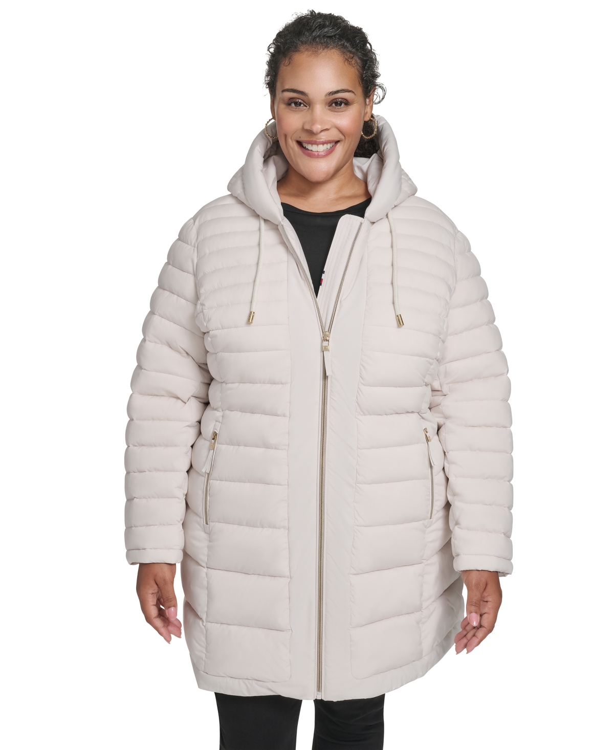 Tommy Hilfiger Plus Size Hooded Packable Puffer Coat In White