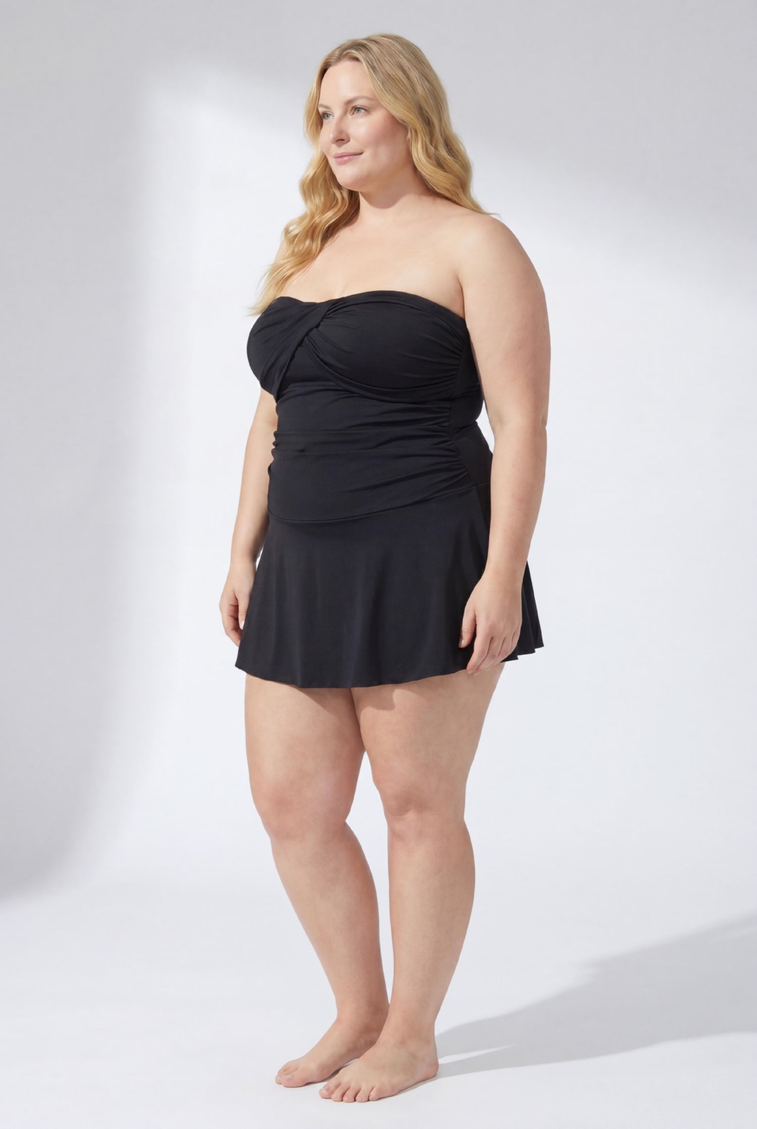 Women's Ruched Skirted Bandeau Swimdress