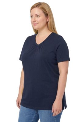 Plus Size Women's Perfect Short-Sleeve Shirred V-Neck Tunic Top