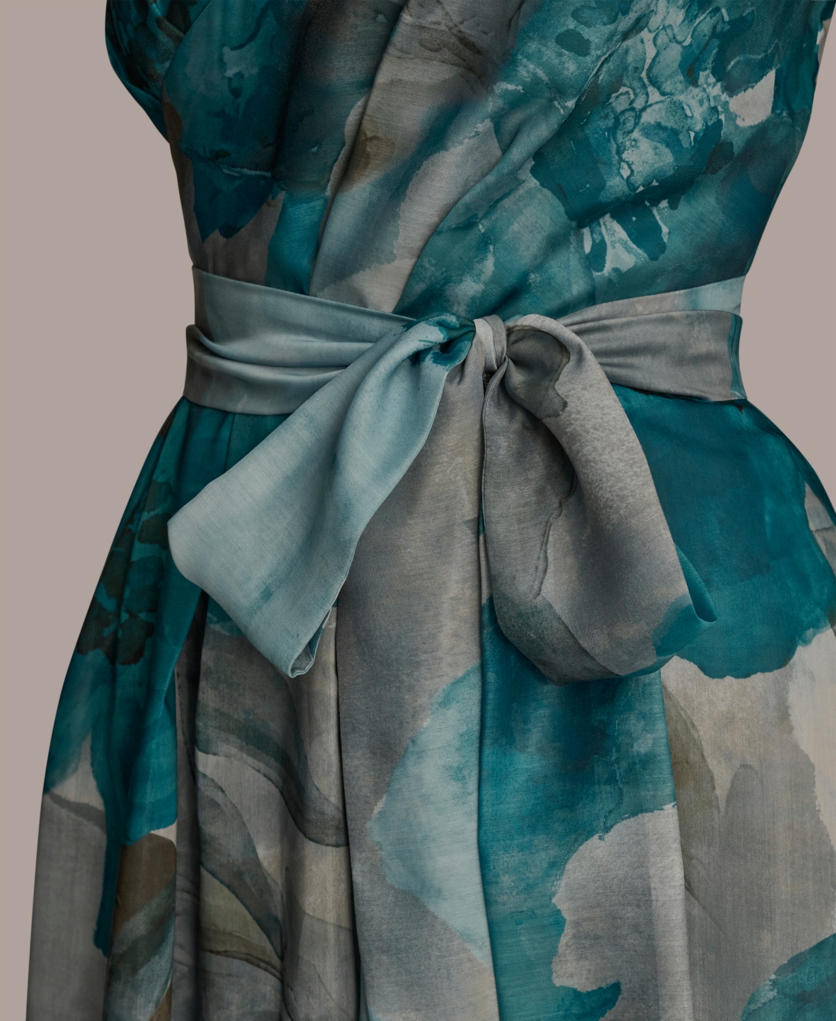 Donna Karan New York Floral Strapless Fit & Flare Gown In Blue