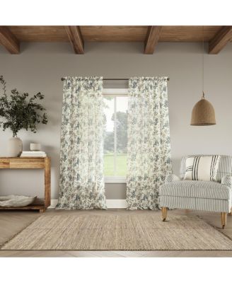 Alethea Floral Print Crushed Voile Sheer Rod Pocket Curtain Panel