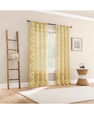 Rivalie Embroidered Medallion Sheer Rod Pocket Curtain Panel