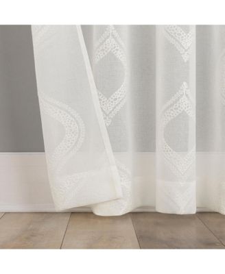 Rivalie Embroidered Medallion Sheer Rod Pocket Curtain Panel