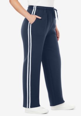 Plus Size Within Better-Fleece Side-Stripe Pull-On Sweatpants